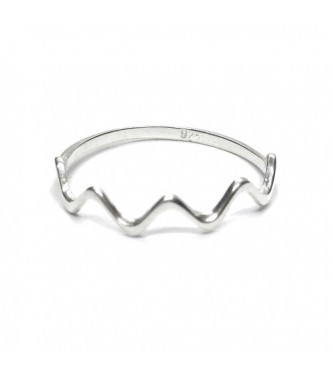 R002402 Handmade Sterling Silver Stackable Ring Wave Genuine Solid Stamped 925